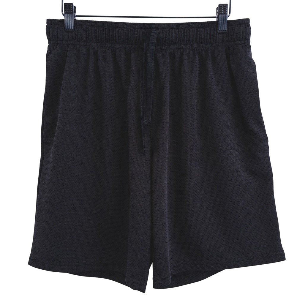 Athletic Works Mesh Shorts Mens Medium Black Drawstring Activewear Gym Soccer